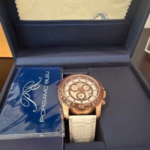 Porsamo Bleu Watch - Rose Gold and White